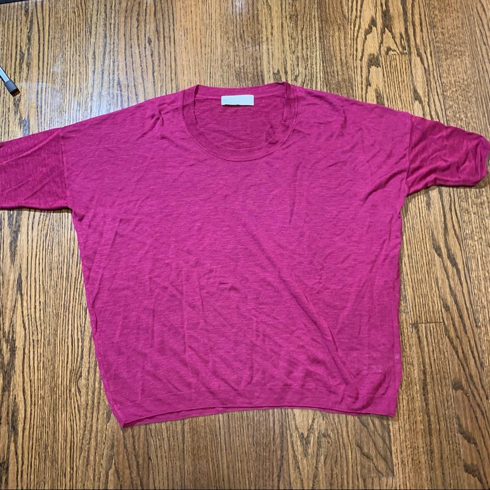 Maison Montagut Womens Red Light Short Sleeve Sweater Top Size Medium‎